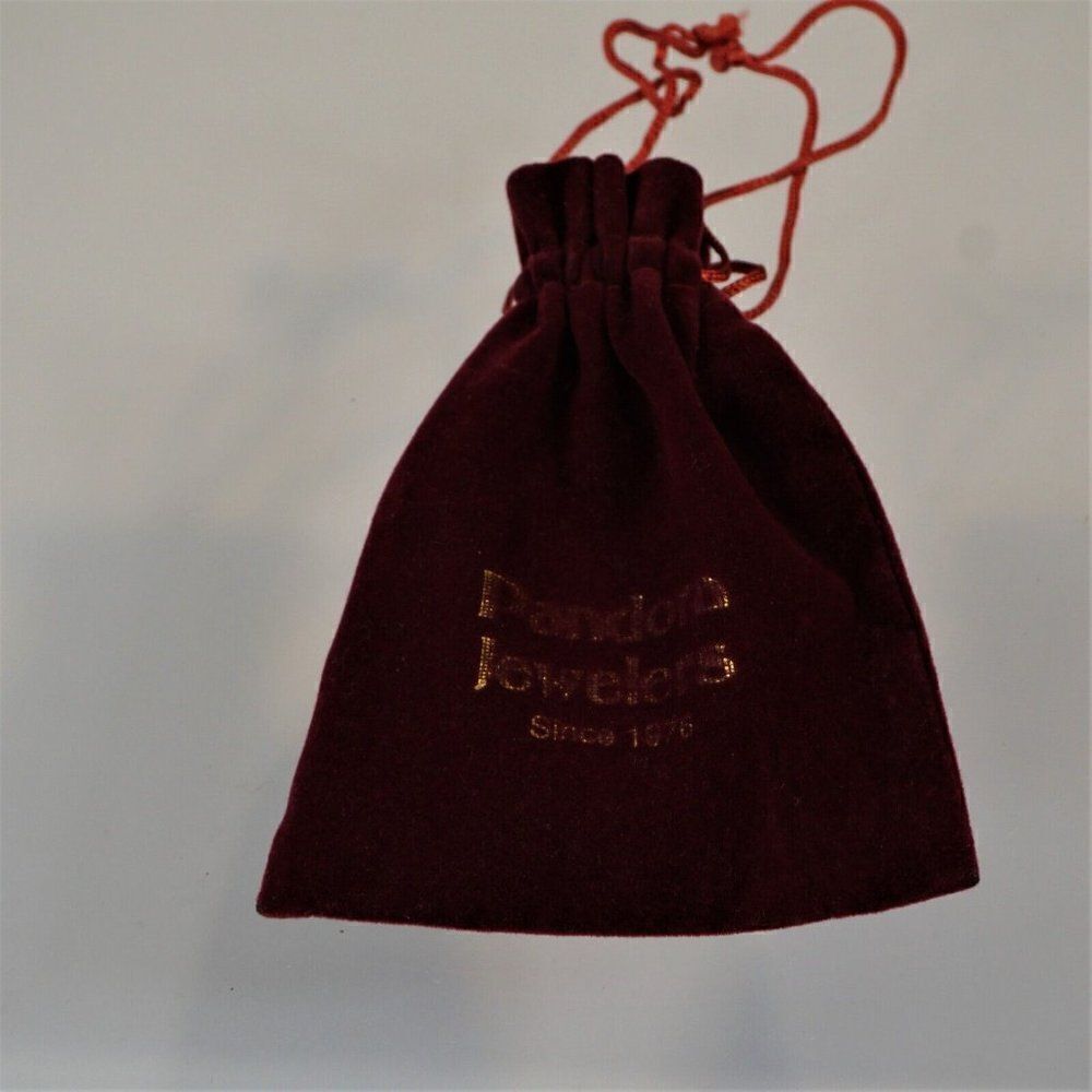 Pandora Jewelers Vintage Dust Bag Jewelry Storage Velour Burgundy Drawstring